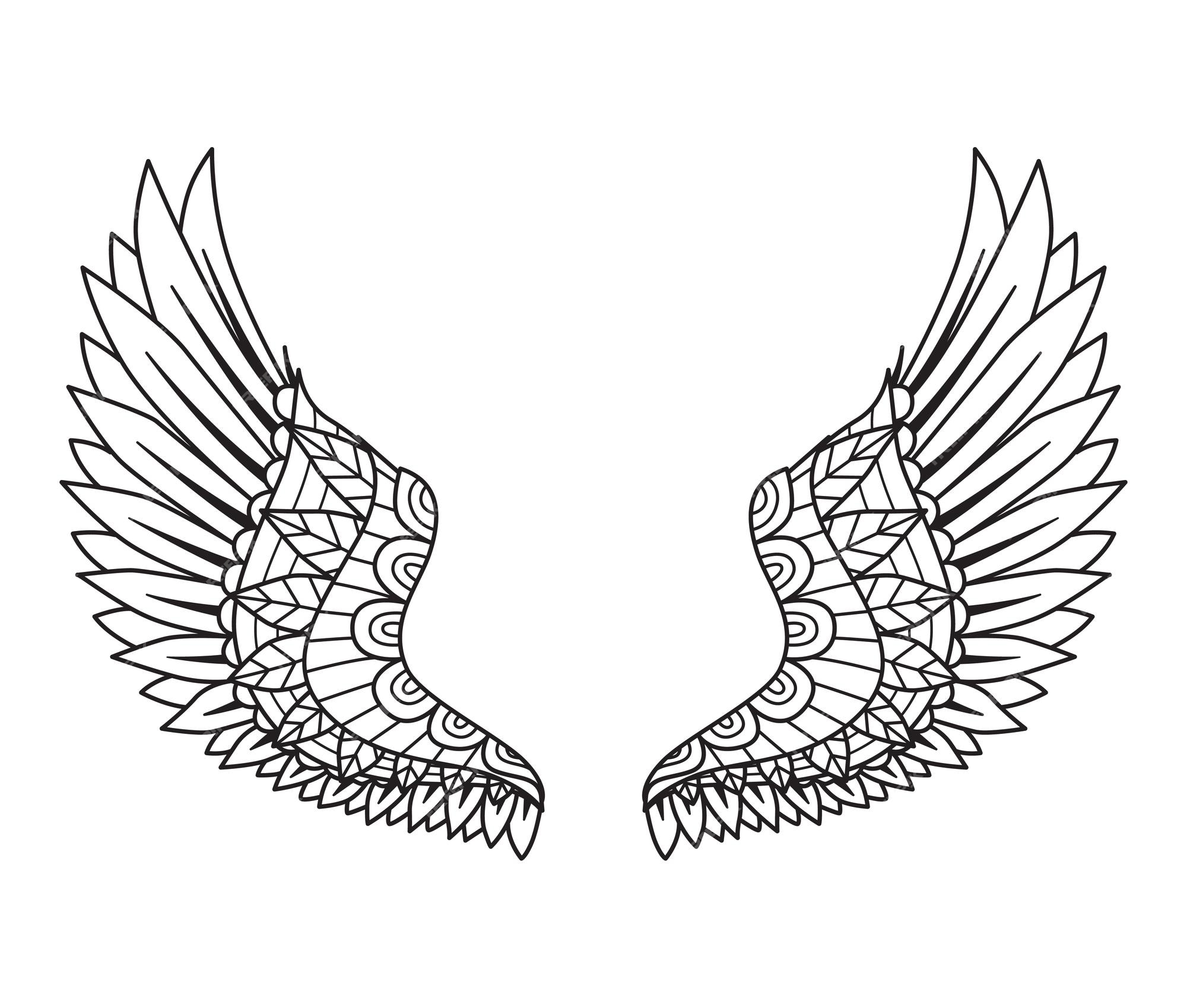 Premium vector mandala angel wings for design element engraving paper cutting printing or coloring book vector illustration