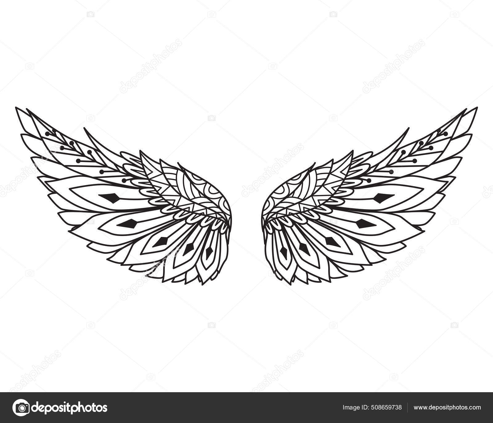 Mandala angel wings design element engraving paper cutting printing coloring stock vector by somjaicindygmail