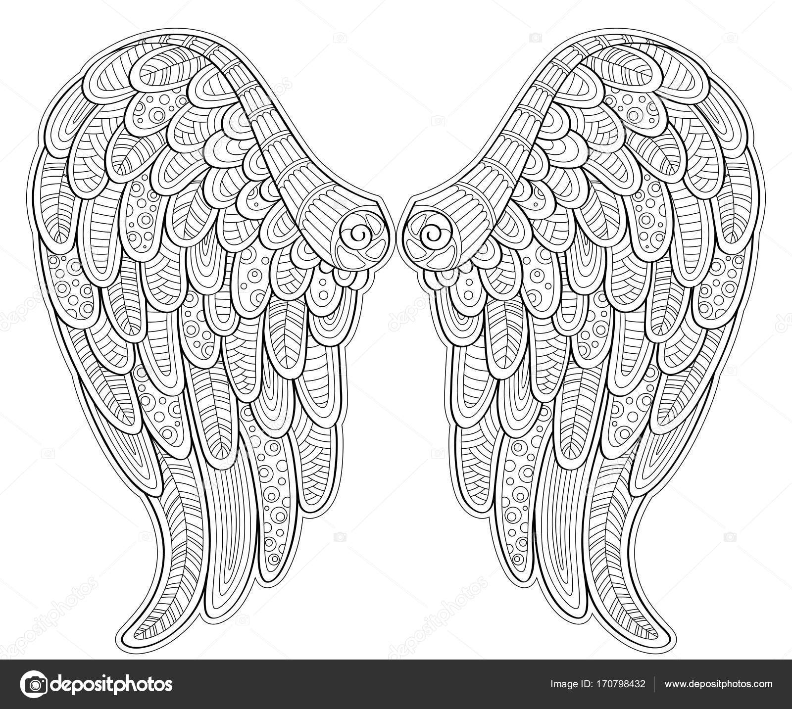 Angel wings in zentangle style for tatoo or t