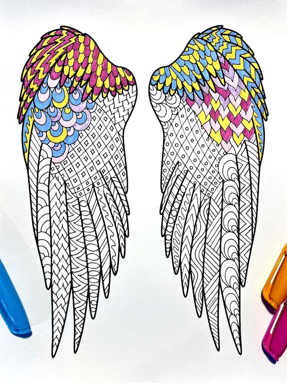 Angel wings pdf coloring page download now