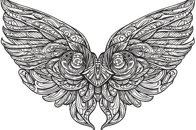 Premium photo angel wings drawings coloring generative ai