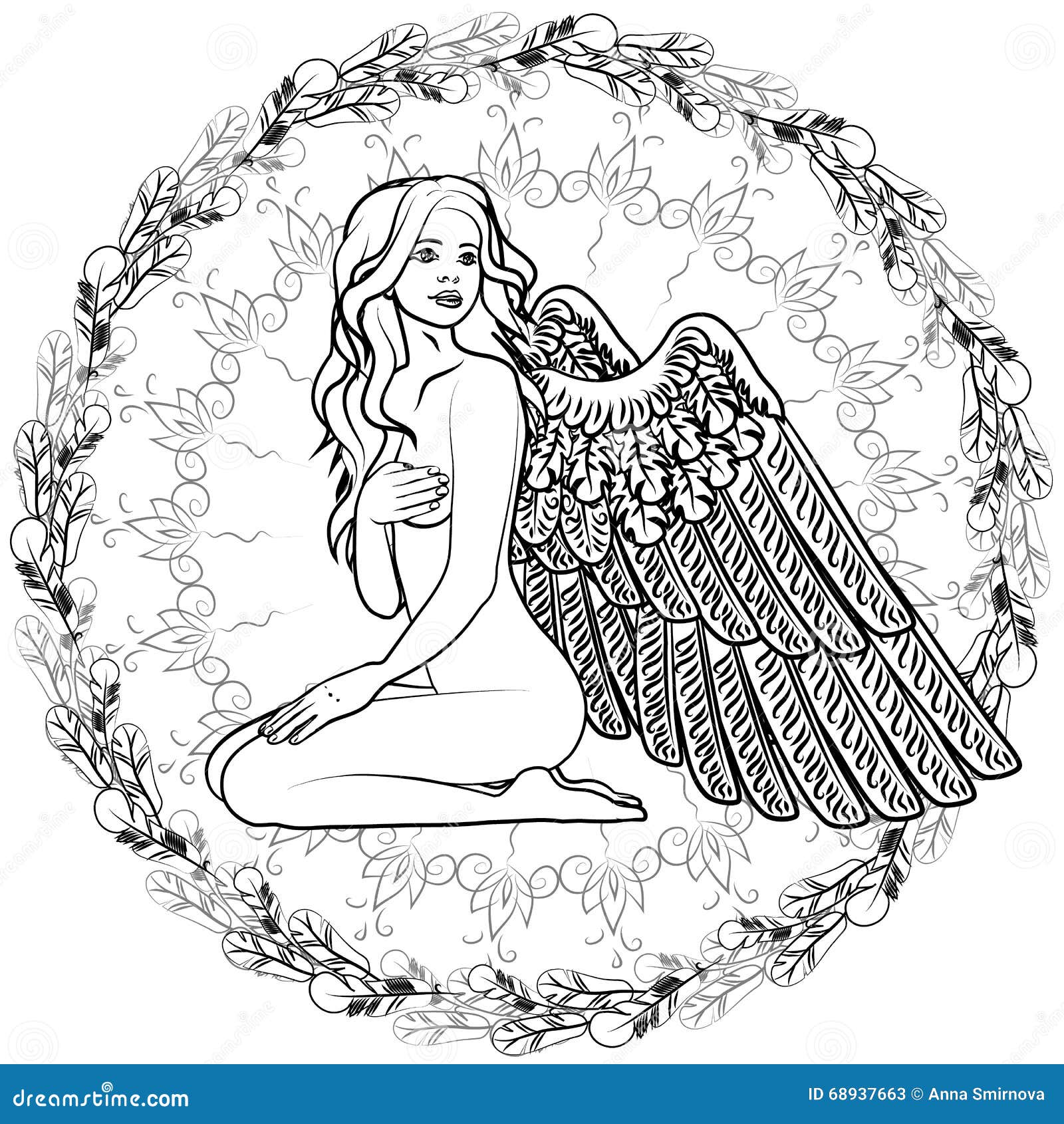 Naked girl angel with wings stock illustration