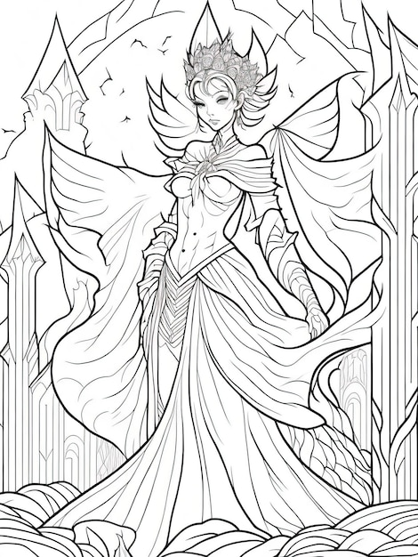 Premium vector enter the royal realm fairy tale kingdom coloring sheet for kids