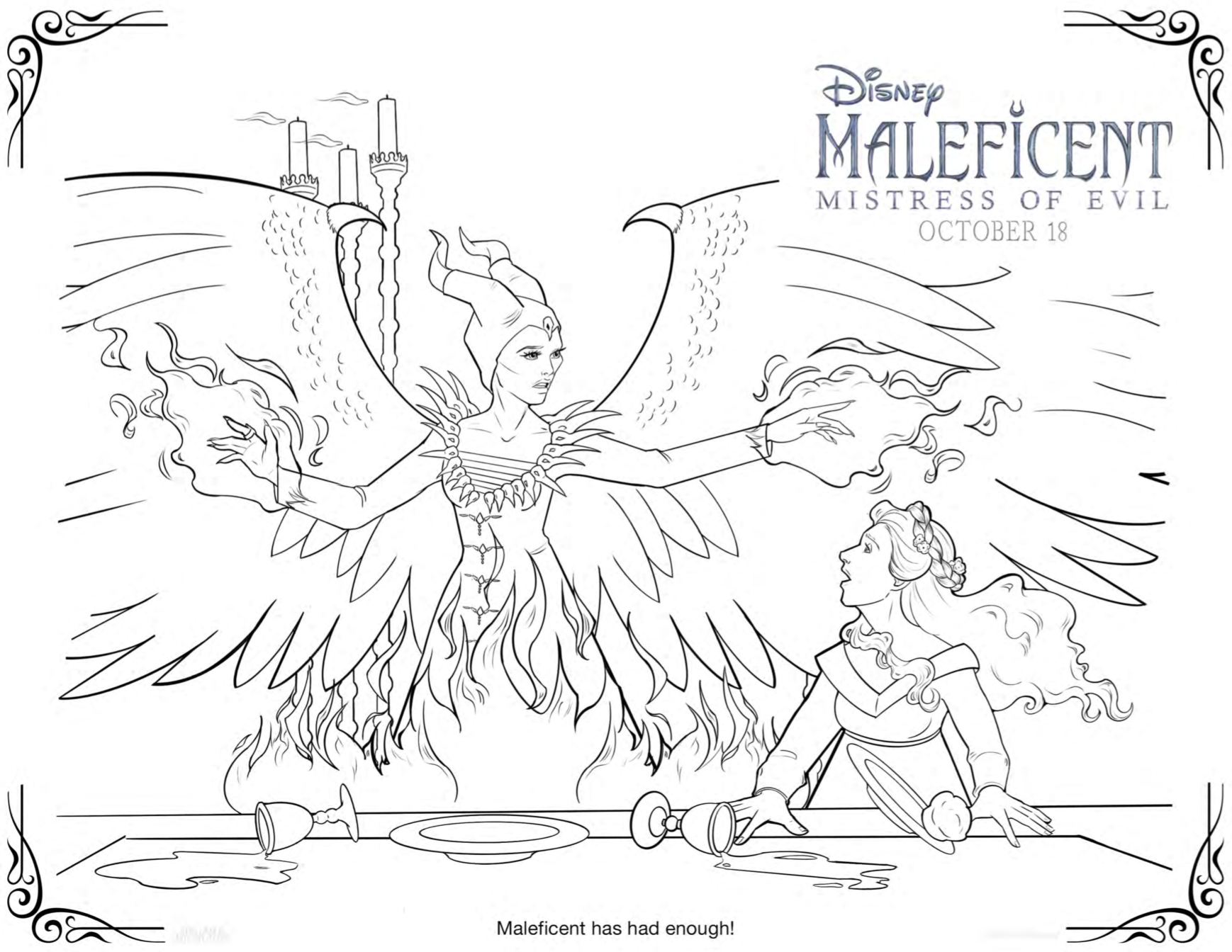 Maleficent mistress of evil party ideas diy headband coloring sheets and recipes â popcorner reviews