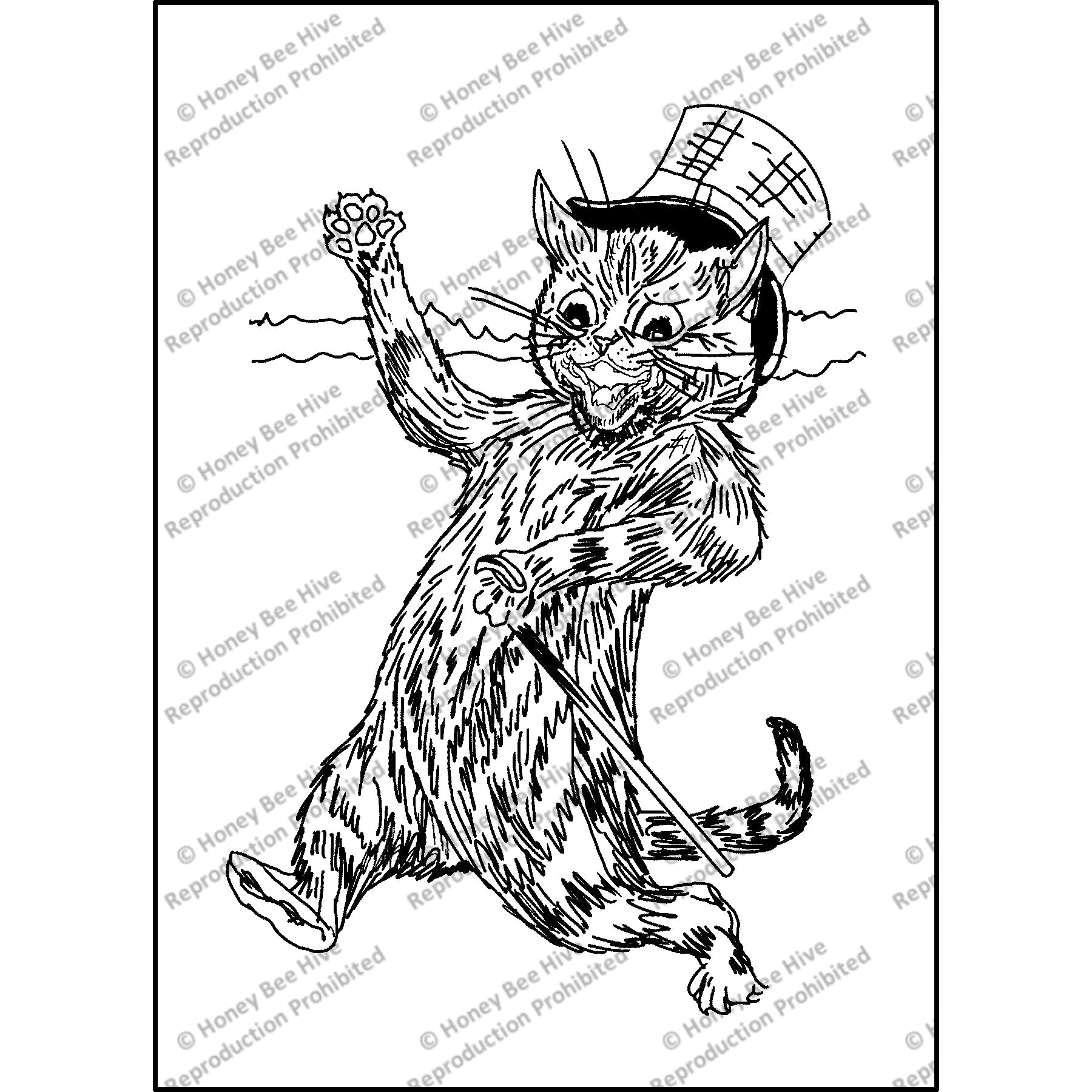 Rug hooking pattern top hat cat by louis wain pr honey bee hive rug hooking
