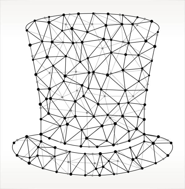 Top hat triangle node black and white pattern stock illustration