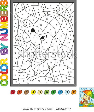 Puzzle for kids color by numbers vector colorg book colorg books color by numbers colorg for kids