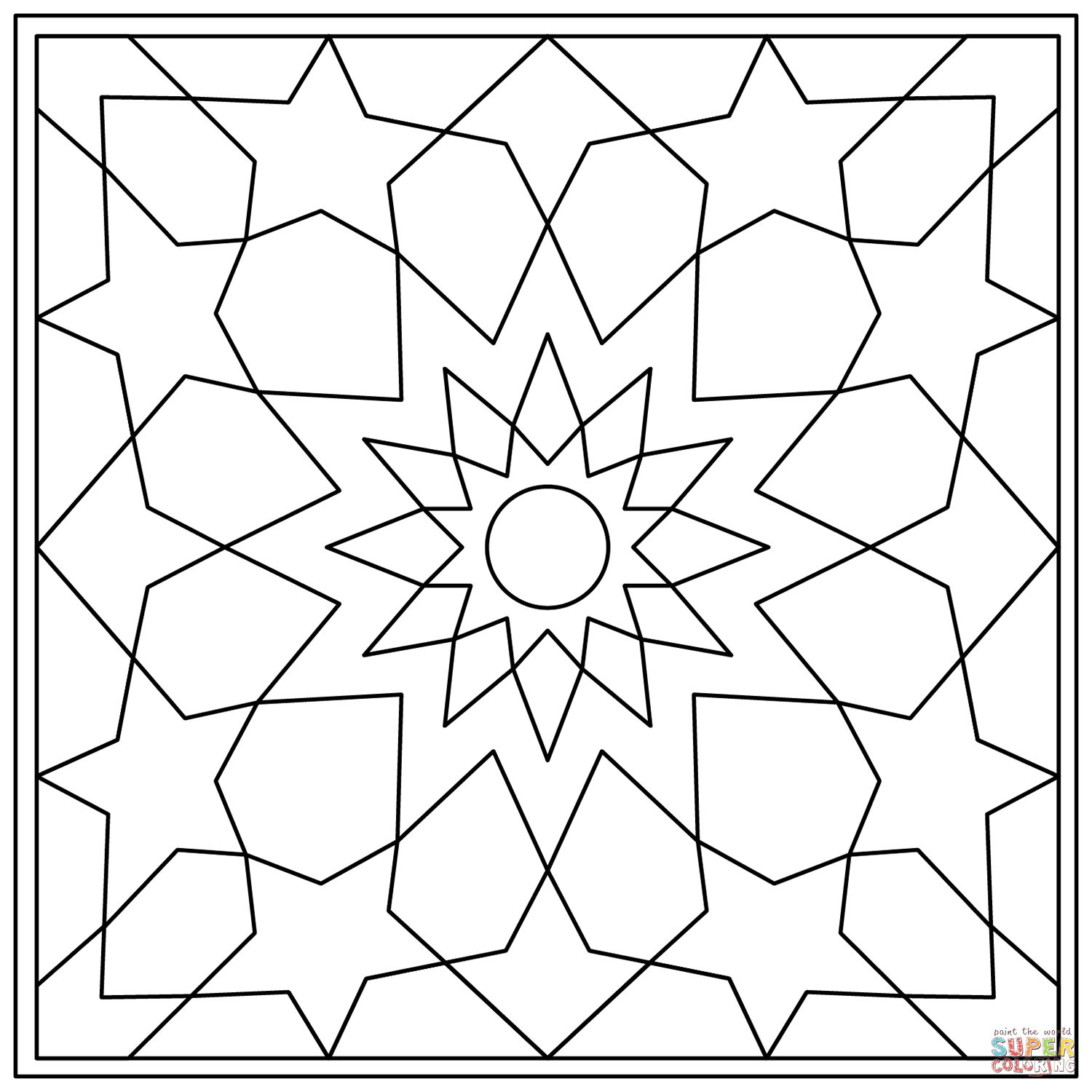 Tile afghan pattern coloring page free printable coloring pages