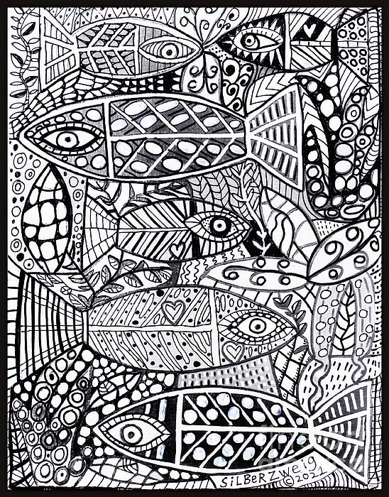 Tropical fish coloring page jigsaw puzzle by sandra silberzweig
