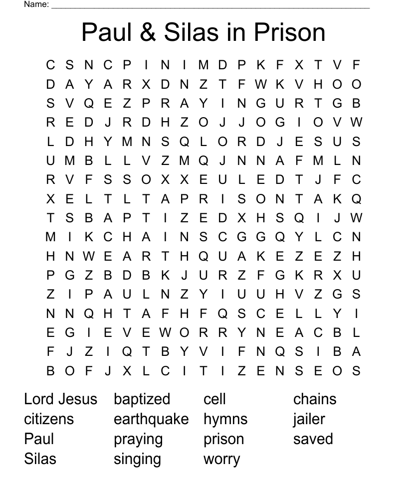 Similar to paul and silas in prison word search