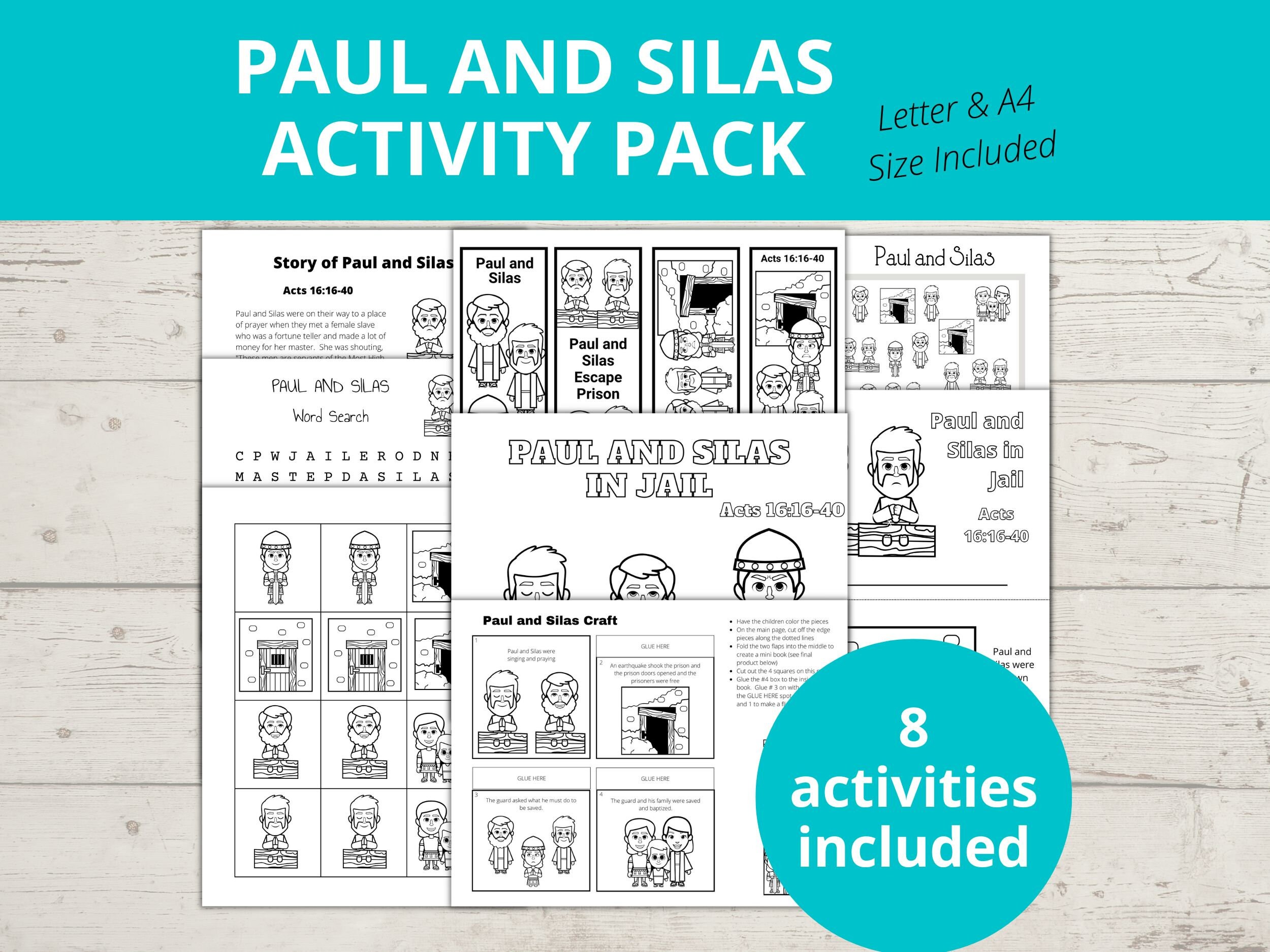 Paul and silas bible story crafts paul and silas in jail bible bookmarks sunday school activity bible bookmarks word search i spy