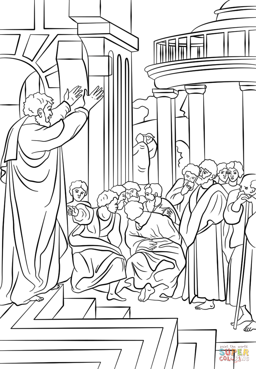 Paul preaching in athens coloring page free printable coloring pages sunday school coloring pages bible coloring pages bible coloring