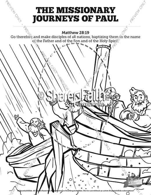 Pauls missionary journeys sunday school coloring pages â