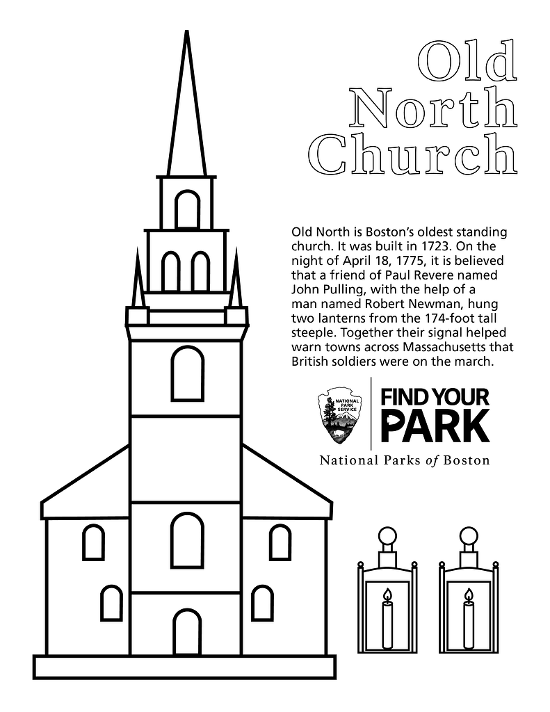 Old north church coloring sheet