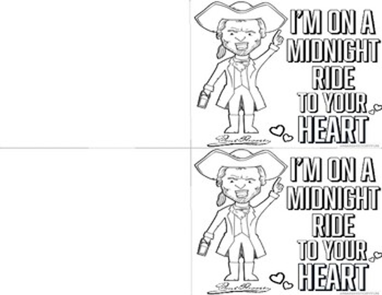Paul revere midnight ride valentines day card