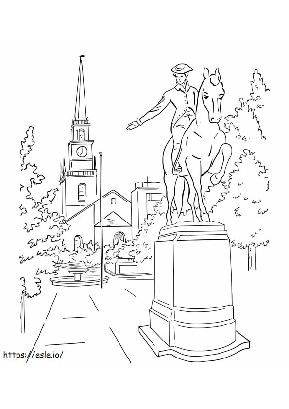 Statue of paul revere in boston coloring page