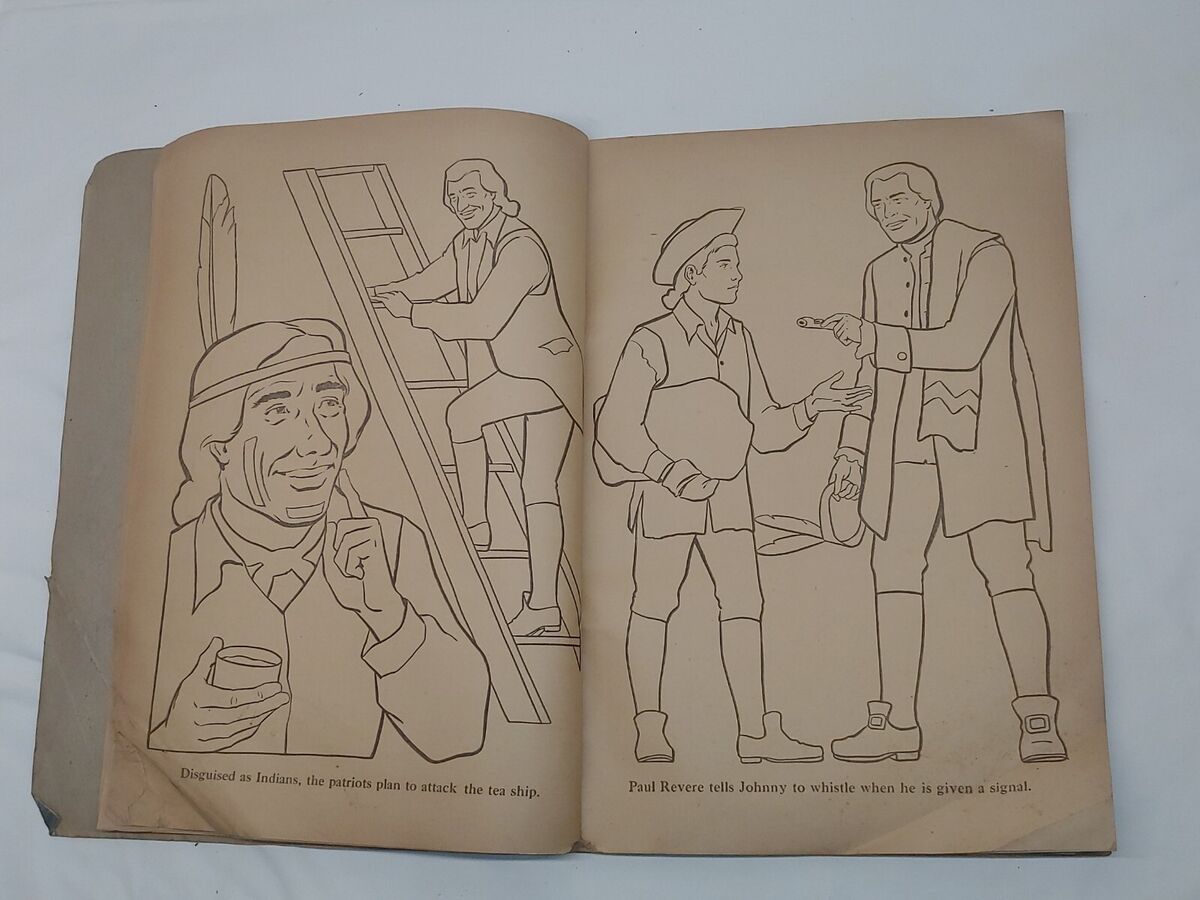 Walt disney paul reveres ride johnny tremain coloring book whitman