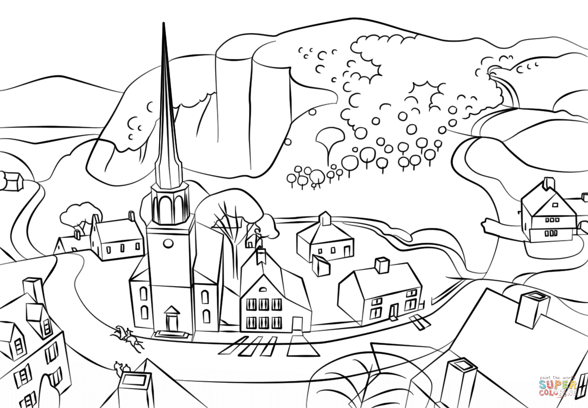 Midnight ride of paul revere by grant wood coloring page free printable coloring pages