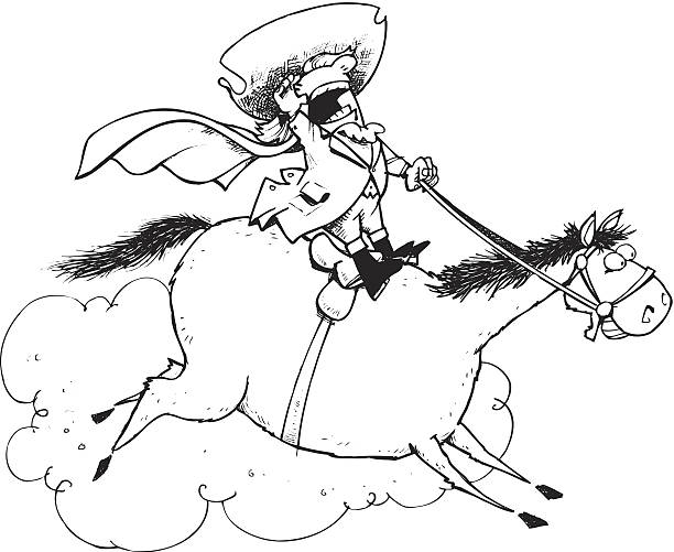 Paul revere on horse stock illustration