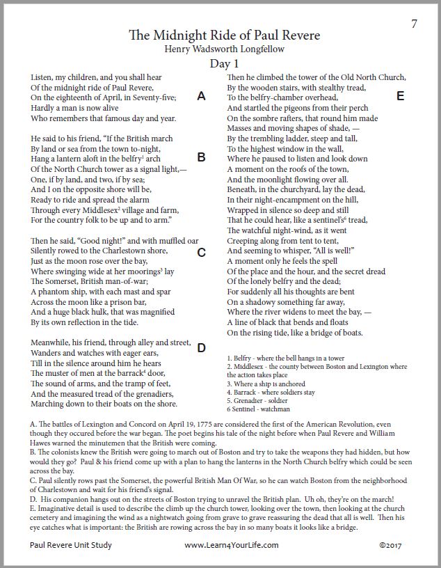 Paul revere unit study