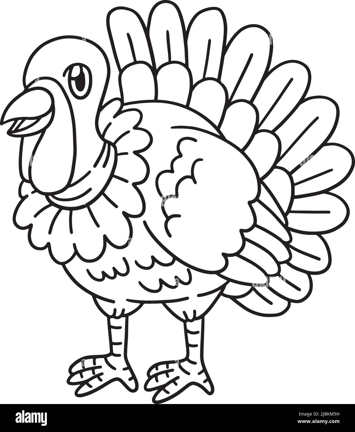 Pãgina de coloreado de pavo aislada para niãos imagen vector de stock