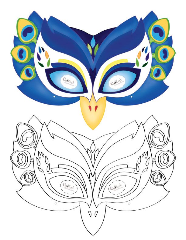 Printable peacock mask peacock mask animal coloring pages bird masks