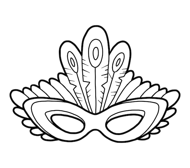 Premium vector coloring book for children carnival mask with peacock feathers