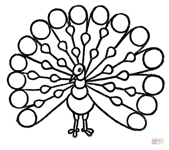 Dibujo de pavo real con la cola abierta para colorear dibujos para colorear imprimir gratis