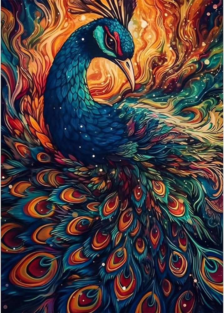 Ricuved pintura artãstica de diamantes de pavo real kits de pintura de diamantes coloridos para adultos arte de gemas de diamantes de pãjaro arte d redondo pleto puntos pintura artes y