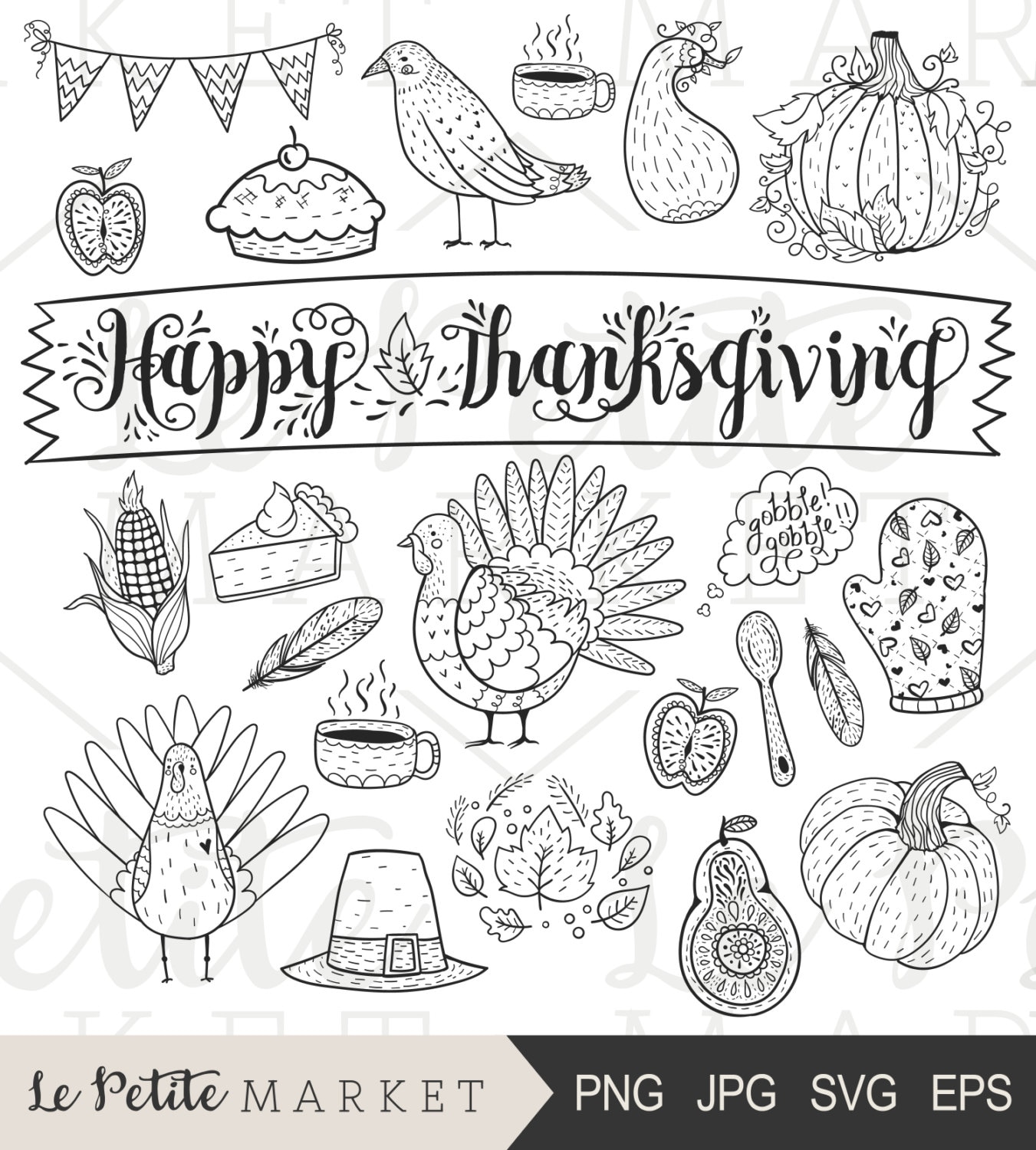 Thanksgiving clipart cute hand drawn thanksgiving clip art turkey clipart harvest clipart illustrated thanksgiving digital stamp