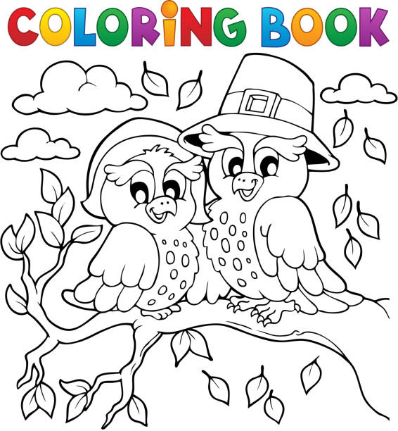 Thanksgiving coloring page stock illustrations royalty