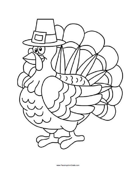 Pavo de acciãn de gracias para colorear â