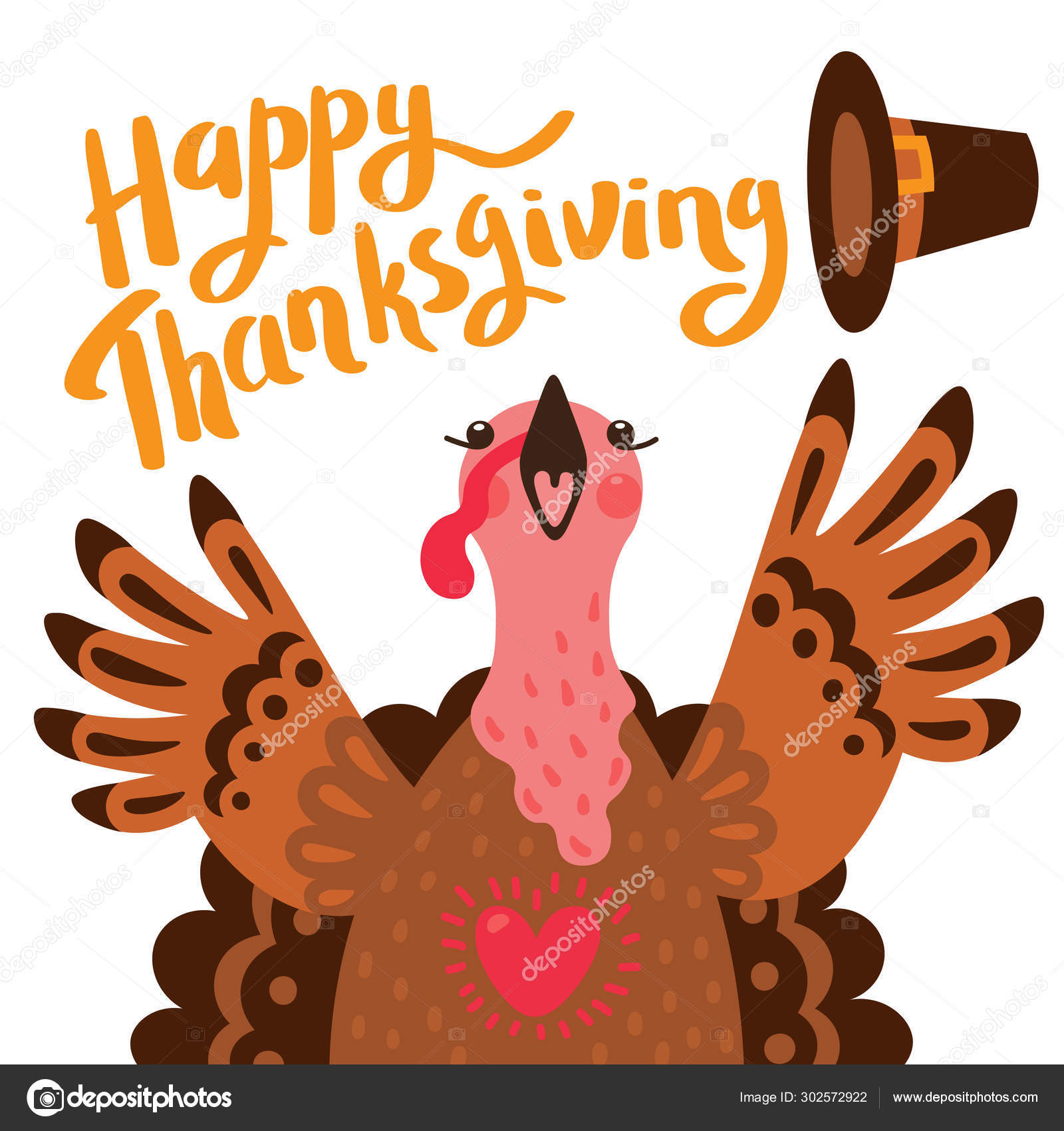 Feliz tarjeta de acciãn de gracias con pavo personaje de dibujos animados turquãa vector de stock por baksiabat