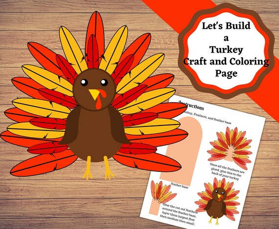 Pãgina para colorear y manualidades imprimible del gran pavo artesanãa o decoraciãn de acciãn de gracias diversiãn de otoão