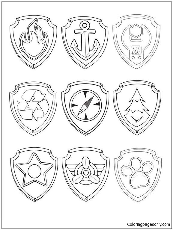 Paw patrol symbols coloring pages