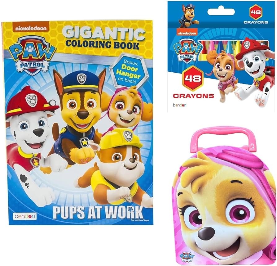 Paw patrol coloring book gift set for kids with coloring pages crayons storage tin skye toys games