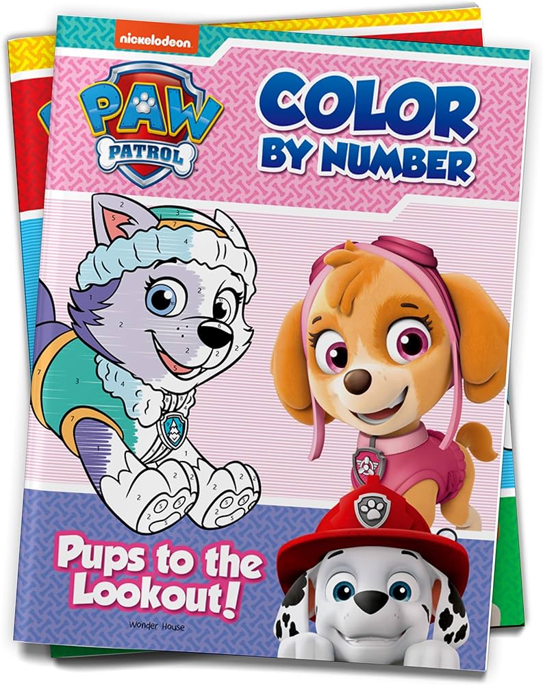 Pups to the lookout paw patrol color by number activity book wonder house books books