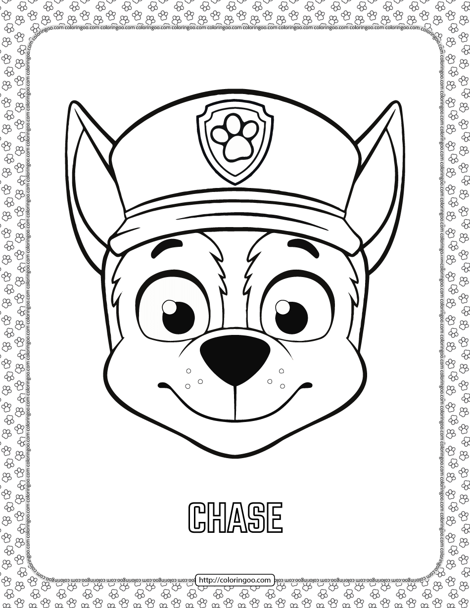 Paw patrol cartoon chase head coloring page paw patrol coloring paw patrol coloring pages paw patrol birthday