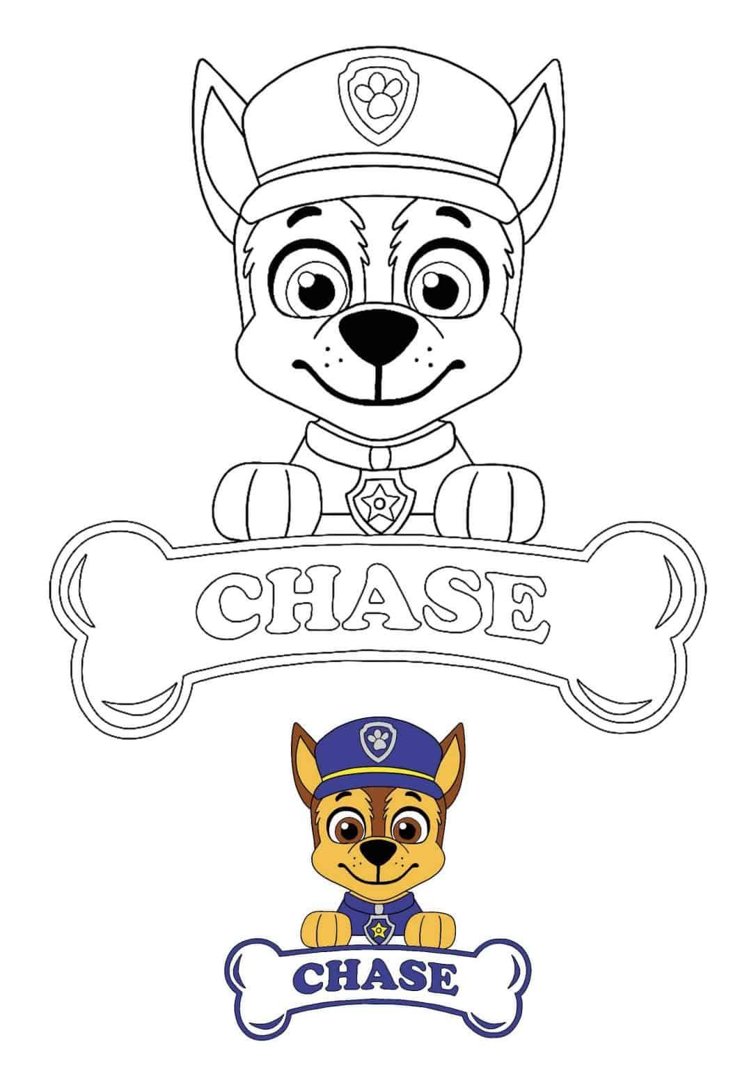 Paw patrol chase coloring pages