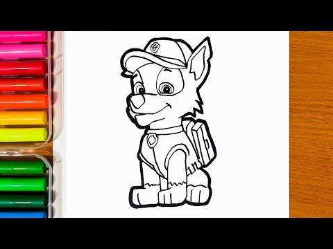 How to draw rocky drawing and coloring paw patrol