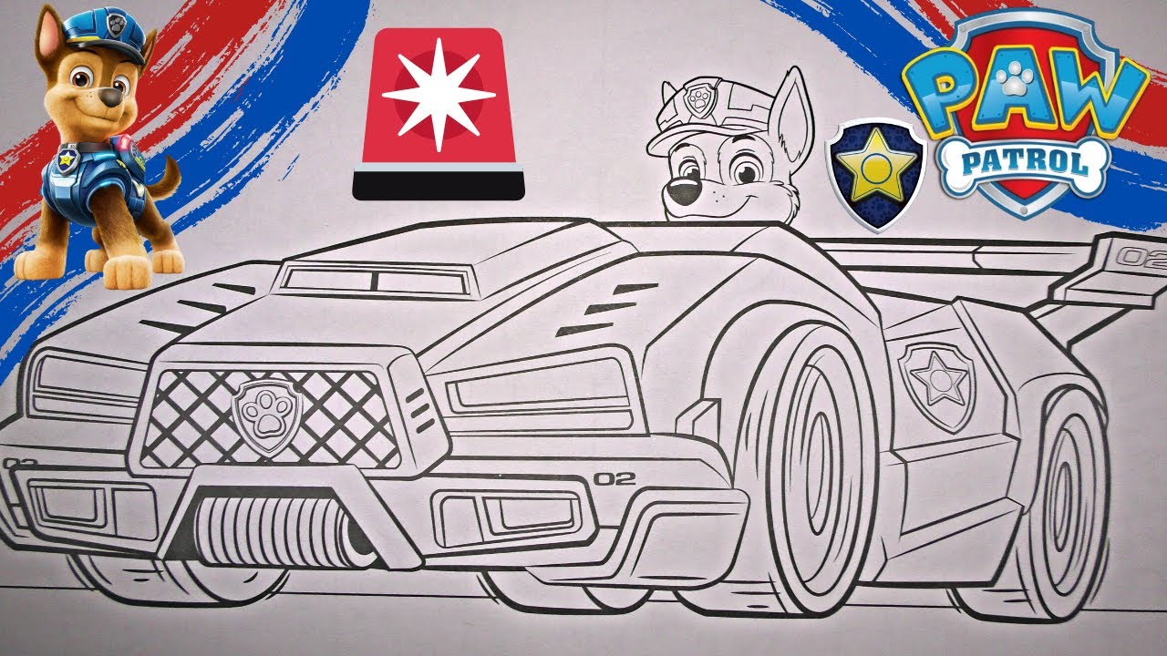 Paw patrol chase chase car coloring page paw patrol the movie coloring book yes toys