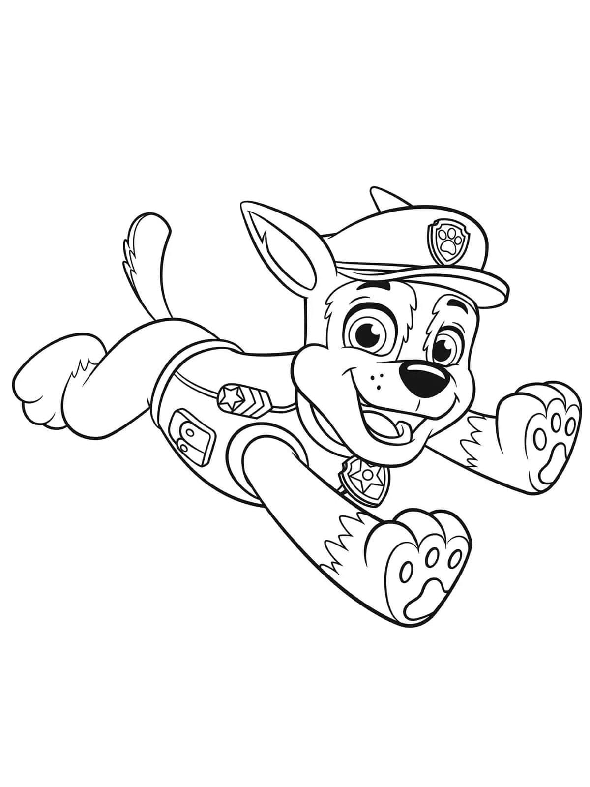 Running chase paw patrol coloring page