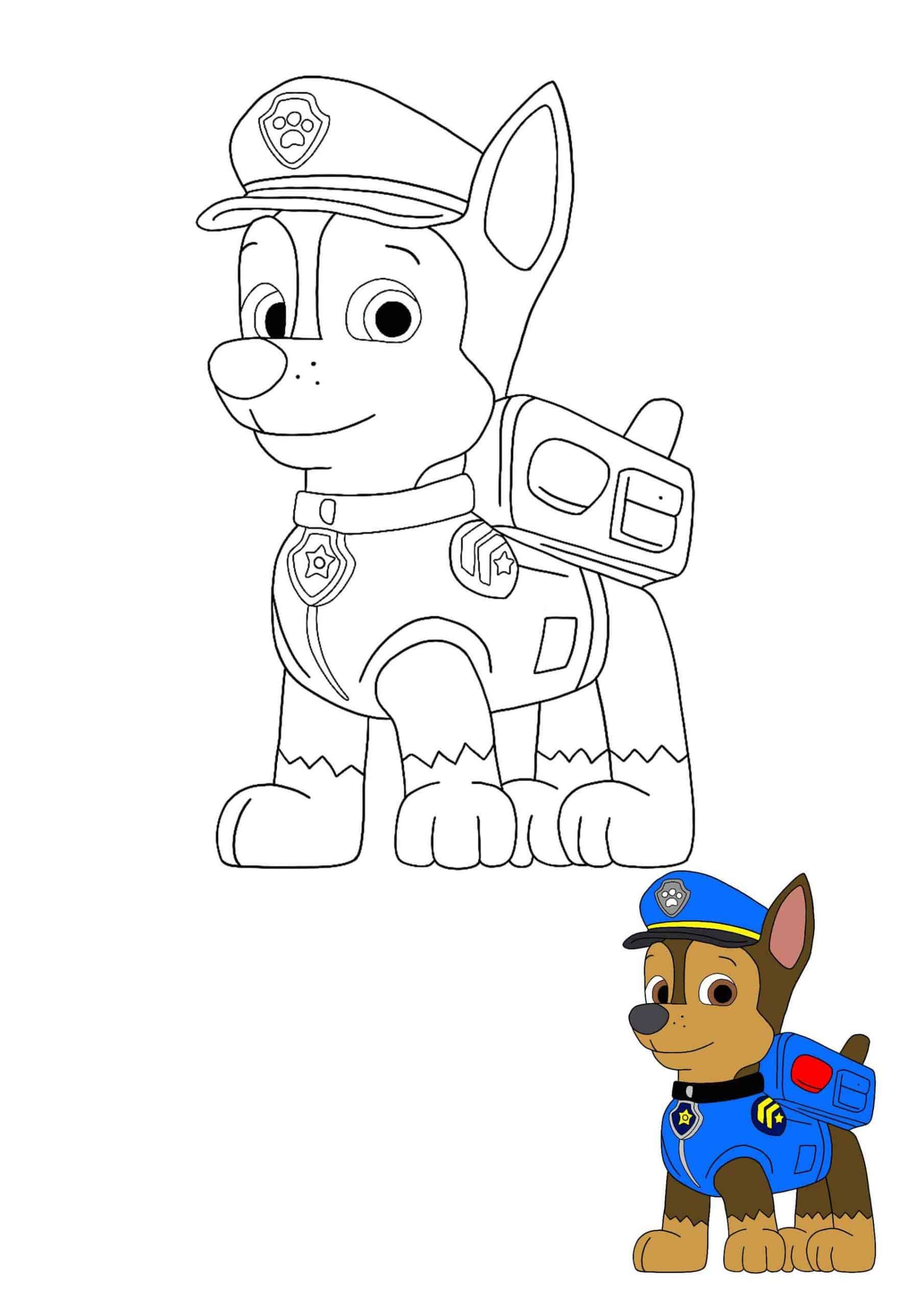 Paw patrol chase coloring pages paw patrol coloring paw patrol coloring pages free printable coloring sheets