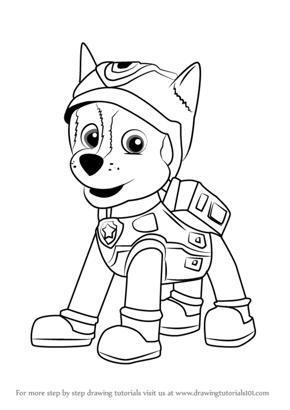Step by step how to draw super spy chase from paw patrol drawingtutorials paw patrol coloring paw patrol coloring pages chase paw patrol