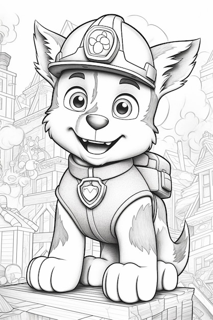 Premium ai image coloring pages for kids paw patrol paw patrol coloring pages generative ai
