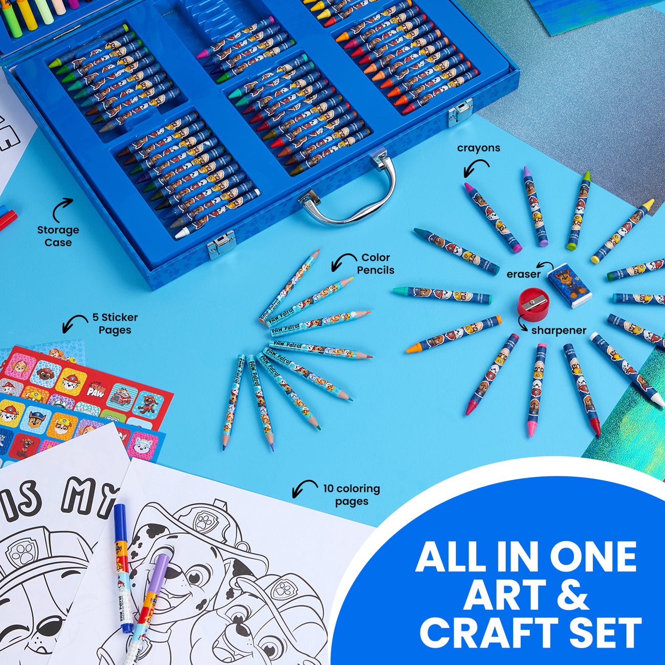 Paw patrol kids art set plus pieces kids colouring sets