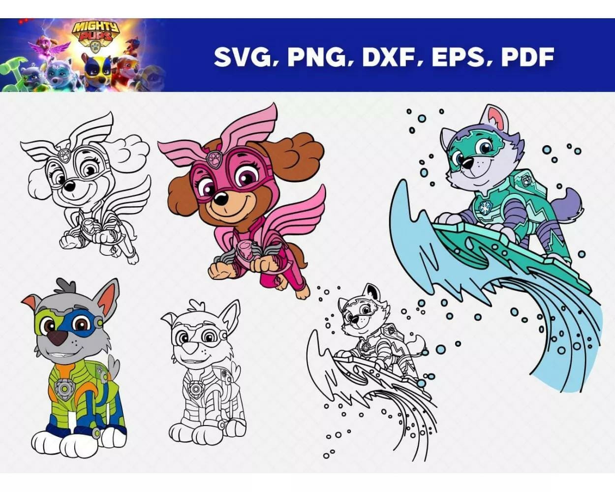 Paw patrol svg bundle files svg png eps dxf pdf digital download lfsxqy