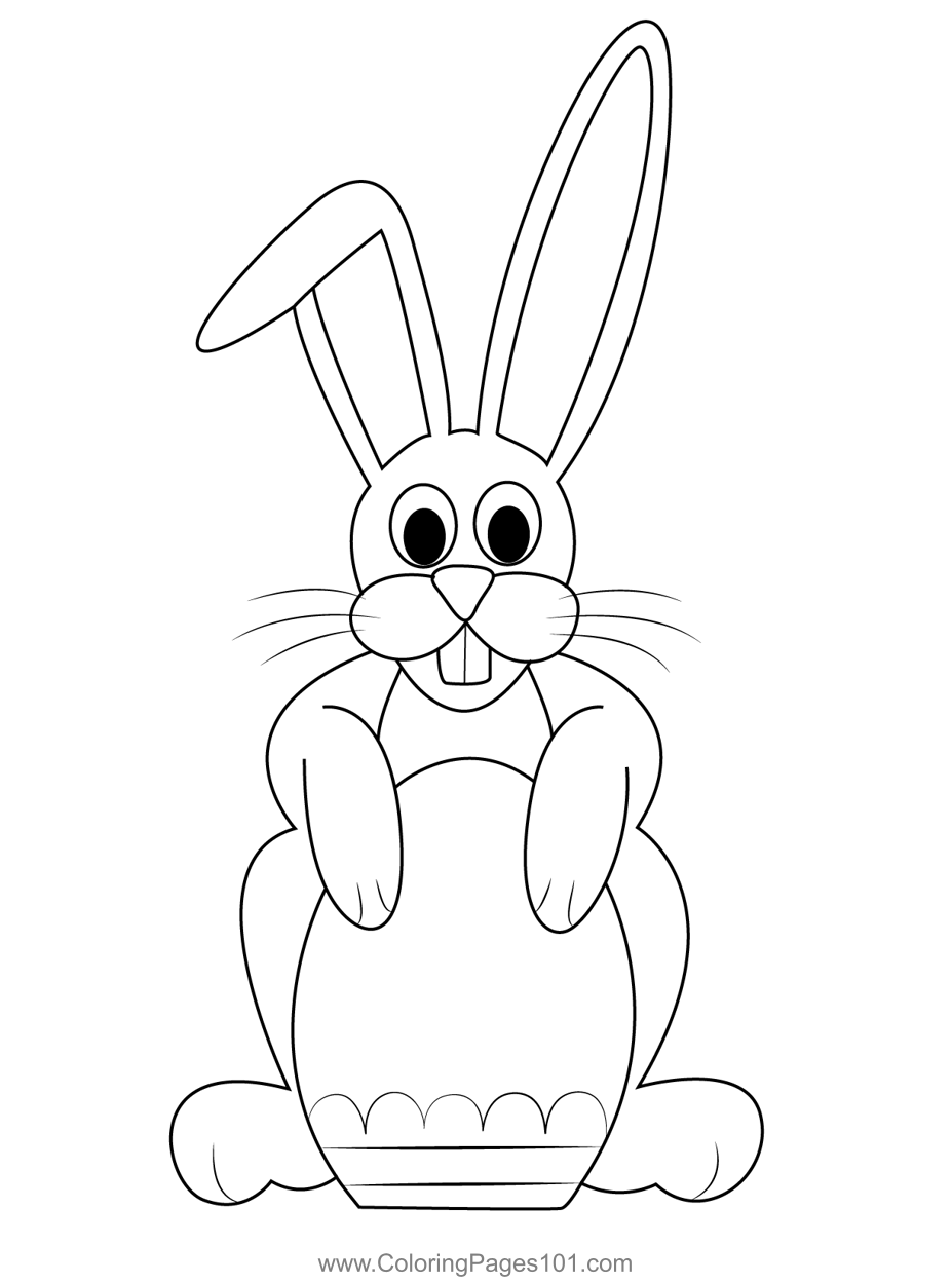 Easter bunny looking funny coloring page for kids