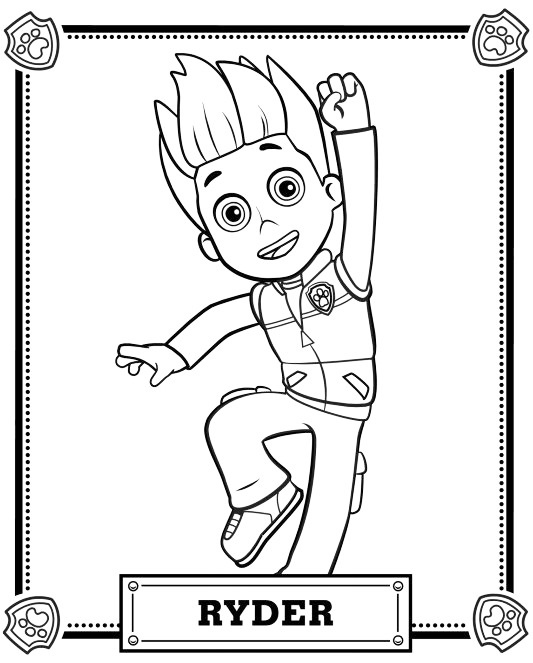 Ryder from paw patrol coloring pages