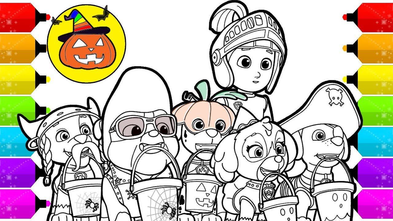 Paw patrol halloween special coloring pages
